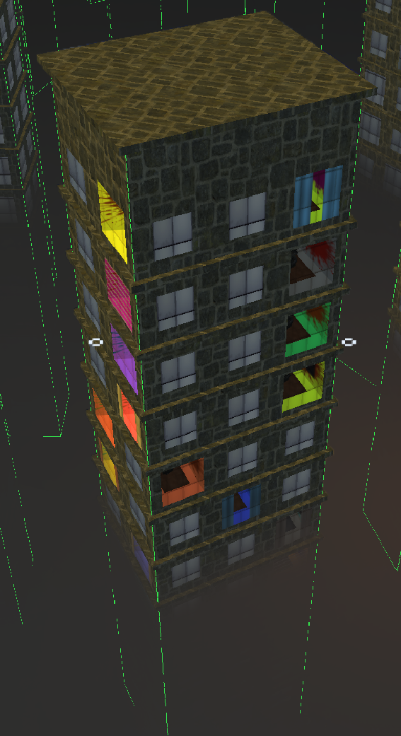 Flat-top building AABB in debug view