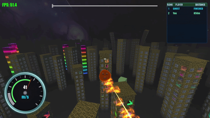 Trail renderer with particle system, glow tied to acceleration